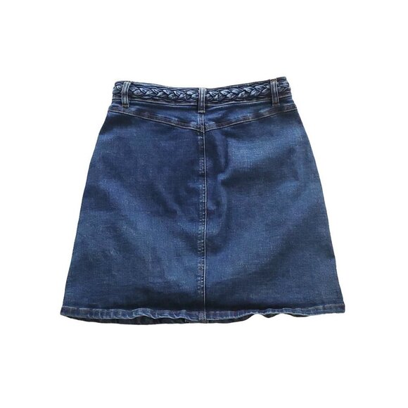 Harper Braid Waist Size Small Front Button Denim Skirt Blue - Picture 3 of 6